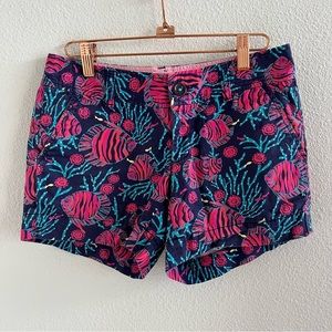 Lilly Pulitzer Callahan Shorts Navy Jammin' Fish Tropical Playful 0